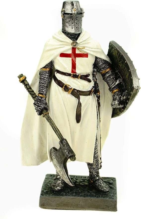 Alemán Caballeros Templarios con Hacha + Signo De 18 CM Figura Templario Caballero Cruz Templaria Decoración Escultura