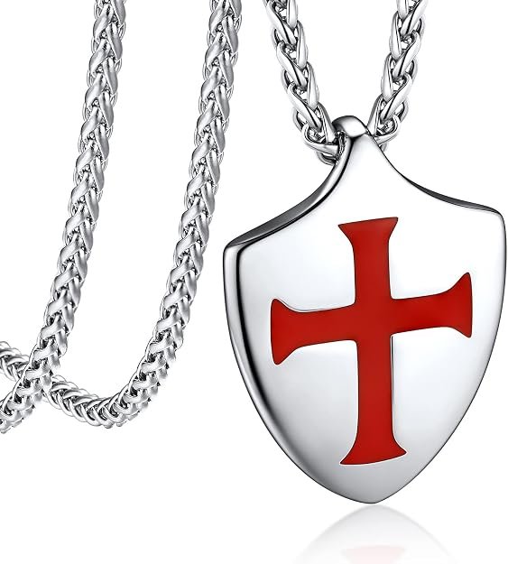 Bandmax Collar Caballero Templario, Colgante Armadura de Dios/Cruz Patata Amuleto para Hombres Mujeres