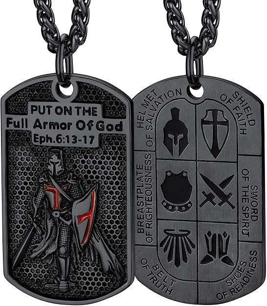 FaithHeart Collar Medieval Hombre Acero Inoxidable 316L Colgante Cruz Jesusalén Caballeros Templarios Amuleto Protección Hombre