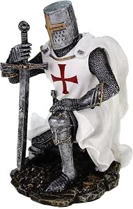 Caballero templario arrodillado 17 cm Figura Caballero templario Cruz decoración Escultura